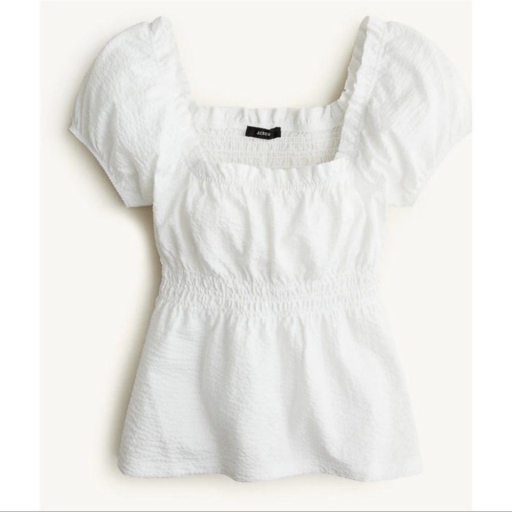 J. Crew White Puff Sleeve Blouse